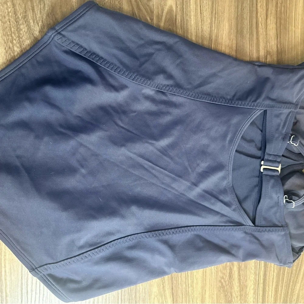 Athleta Navy One Piece Swimsuit 32 B/C Tall Strappy Back Shelf Bra‎